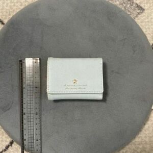 三つ折り財布　シンプル　星　ミニ財布　 カードケース付き　水色×白
