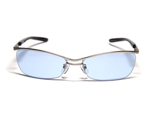 リームレス型 メンズ サングラス 新品 ライトブルー 　かっこいい いかつい 紫外線カット 青 水色 2002 薄い色 目が透ける