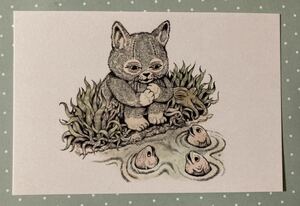 「おきんちゃんとニャンコ」ヒグチユウコ　ポストカード　猫