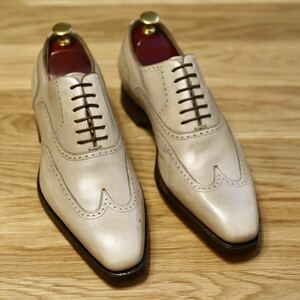 【試着のみ/1円～】Santoni サントーニ グッドイヤーライン グレージュ UK6F 25.0-25.5cm相当 ウイングチップ ビジネスシューズ 革靴