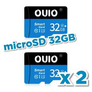 【送料無料】2枚セット マイクロSDカード 32GB 2枚 class10 UHS-I 2個 microSD microSDHC マイクロSD OUIO 32GB BLACK-BLUE