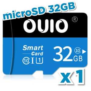 【送料無料】マイクロSDカード 32GB 1枚 class10 UHS-I 1個 microSD microSDHC マイクロSD OUIO 32GB BLACK-BLUE