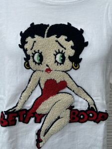 【Betty Boop×E hyphen world gallery★ベティーブープ】半袖Ｔシャツ・サガラ刺繍・シロ・Fサイズ