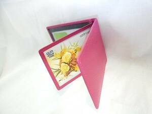 【ピンク】薄型 シンプルな折りたたみパスケース カードケース レザー　313upk3