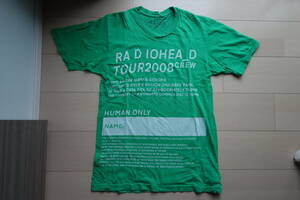 希少 RADIOHEAD オーガニックコットン 2008年 TOUR Tシャツ グリーン M / レディオヘッド ロック バンドT W.A.S.T.E. トム ヨーク UKロック