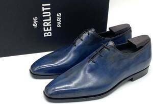 新品 BERLUTI 定番 アレッサンドロ ビジネスシューズ 8 27cm ロイヤルブルー パティーヌ ベルルッティ 革靴 