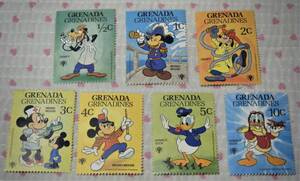 グレナダ・グレナディーン諸島　GRENADA・GRENADINES　ディズニー切手　7枚セット 【合計 25.5セント】