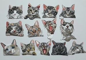動物 刺繍 アイロン ワッペン 猫 13種類セット