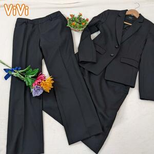 【ViVi】スーツ　スカート　パンツ　3点セット　セットアップ　9号 ストレッチ　背抜き　春夏　ウール