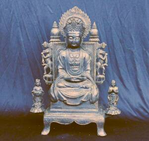明時代の国宝級の仏像（鍍金釈迦三尊坐佛像）仏教美術