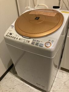 １円スタート　SHARP シャープ　洗濯機　ES-TX82KS 全自動洗濯機　洗濯乾燥機　プラズマクラスター　中古　