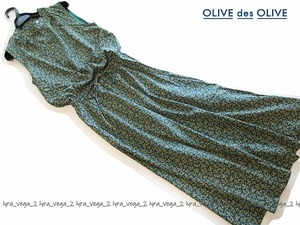●新品OLIVE des OLIVE 小花柄ブラウジングノースリーブワンピース/GRN/オリーブデオリーブ●