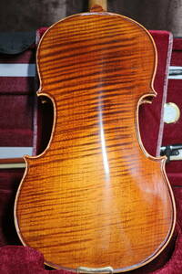 工房製 ハンドメイド バイオリン　4/4 フルサイズ 虎杢 (フレイムメイプル) ワンピースバック セット