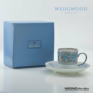 WEDGWOOD/ウェッジウッド　FLORENTINE/フロレンティーンターコイズ　コーヒーカップ＆ソーサー　黒壺印　
