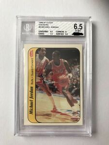 FLEER Stickers 1986-87年 8of11 MICHAEL JORDAN（ブルズ）Beckett6.5 検索用 NBA lebron curry Bリーグ バスケットボール