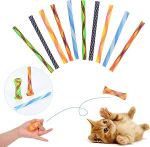 送料無料 猫 おもちゃ スプリング 10個セット 5色 バネチューブ バウンス玩具 ばねおもちゃ 跳ねる 猫遊び用 ペット おもちゃ 新品