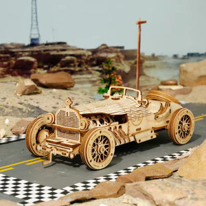 木製 立体パズル　3D 模型 ウッドパズル インテリア レースカー　木製パズル　大人　知育　ストレス解消　飾り品　暇潰し
