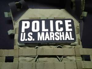 ポリス／USマーシャル　U.S.MARSHAL　2３０×100ｍｍ 黒　パネルパッチ　ワッペン