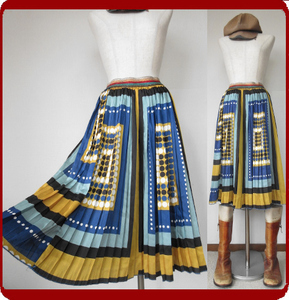 古着♪レトロ・Vintageイタリー製ポップ水玉プリーツスカート♪70s60s70年代60年代80年代ヴィンテージ衣装式個性的アンティーククラシカル