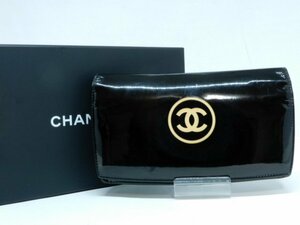 1円　正規品　美品　シャネル　CHANEL　ヴェルニ　二つ折り　長財布　シャネルのコーポレートカラーブラック　K297-49