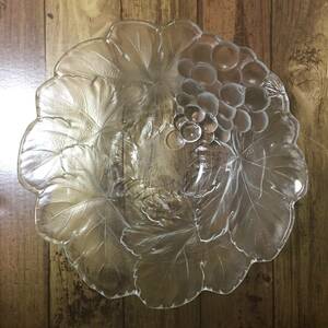 ガラス 大鉢 花形 花柄 アンティーク レトロ 和食器 盛皿 ガラス製 透明 シンプル フルーツ皿