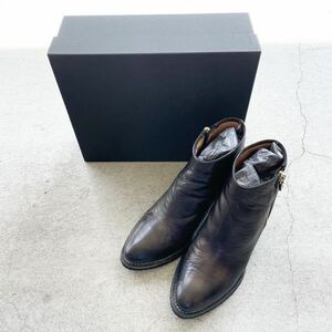 nu ヌゥ ショートブーツ ブラックレザー　エイジング加工　サイズ37 23.5cm【美品】日本製