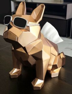 ティッシュケース 犬 フレンチブルドッグ ボックス モダン 北欧 おしゃれ 人気 かわいい おすすめ インテリア 装飾品 置物 ゴールド