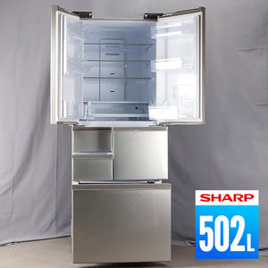 中古/屋内搬入付 冷蔵庫 6ドア 502L ファン式 美品 2020年製 60日保証 SHARP SJ-F502F-S 観音開き