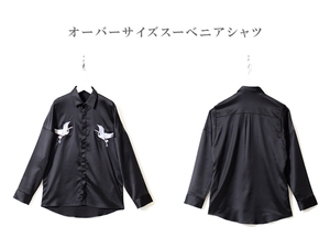 【 今期 新着 】 スーベニアシャツ ◆ 黒 black ◆ L / メンズ 新品 未使用 日本 / レーヨン 和風 柄 立体裁断 ドロップショルダー 刺繍