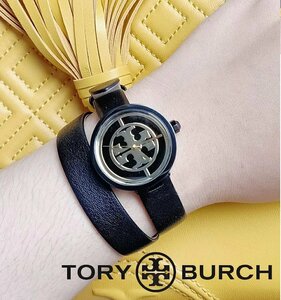 【1円】【新品正規品】TORYBURCHトリーバーチレディース女性腕時計ステンレススチールレザーベルトブラックゴールドおすすめプレゼント