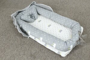 【良品】Luddy ベビーベッド 新生児 枕付き ベッドインベッド 折りたたみ式 携帯型ベビーベッド 洗濯可能 0-24ヶ月 8-F026Z/1/160