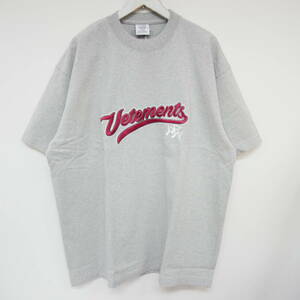 【1円】未使用 VETEMENTS ヴェトモン 18SS デムナ期 Baseball Logo T-Shirt BRO ベースボールロゴTシャツ オーバーサイズ MSS18TR37 Grey S
