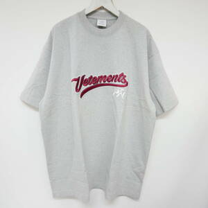 【1円】未使用 VETEMENTS ヴェトモン 18SS デムナ期 Baseball Logo T-Shirt BRO ベースボールロゴTシャツ オーバーサイズ MSS18TR37 Grey M