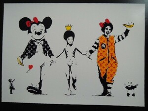 A4 額付き ポスター banksy ドナルド ミッキーマウス Napalm ナパーム バンクシー 絵画 McDonalds マック Disney 少女 風刺