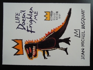 A4 額付き ポスター Basquiat バスキア 恐竜 クラウン 王冠 ロゴ アート 額装済み フォトフレーム