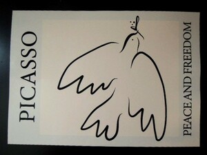 A4 額付き ポスター Pablo Picasso パブロピカソ ハト 平和 祈り フォトフレーム 額装済み