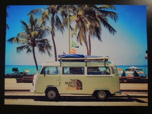 A4 額付き ポスター ハワイ ノースフェイス VW フォルクスワーゲン 海 サーフィン ヤシの木 サマー 