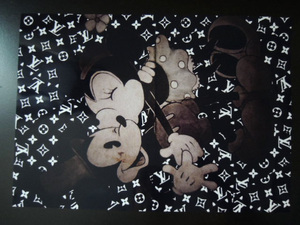A4 額付き ポスター ミッキーマウス ミニーマウス LV モノグラム アート