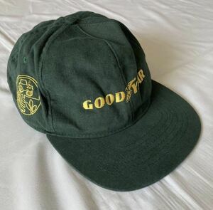 美品 80s90sウィングフット 3面デザイン グリーン 緑 キャップ CAP ビンテージ vintage 帽子 アメリカ製 USA製 GOOD YEAR グッドイヤー 