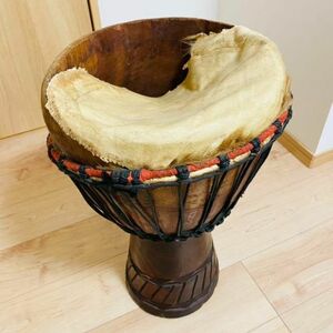 【匿名配送】ジャンベ 約56×33cm 大型 皮破れ 打楽器 アフリカ 民族