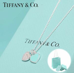 Tiffany & Co. ティファニー ブルー ダブル ハート タグ ペンダント スモール