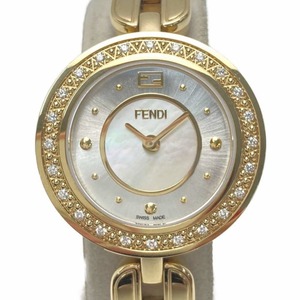 ☆☆ FENDI フェンディ マイウェイ ダイヤベゼル 35000S ホワイトシェル クォーツ レディース 腕時計 やや傷や汚れあり