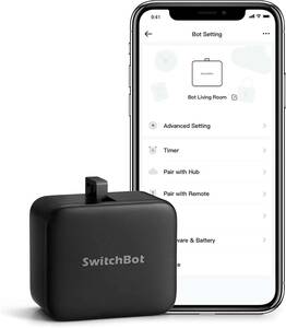 黒 SwitchBot ボット スイッチ ボタンに適用 指ロボット スマートホーム ワイヤレス タイマー スマホで遠隔操作 アレ(3293