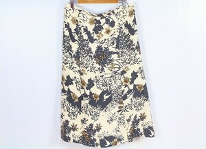 ケイゾーアヤタ KEIZO AYATA 綺麗め シルク100％ スカート ロング 大きいサイズ ボトムス 花柄 ベージュ レディース [509011]