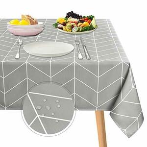 Pknoclan テーブルクロス 北欧 長方形 撥水 テーブルカバー モダンシンプル 食卓カバー 防 グレー 152*213cm
