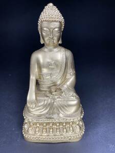 仏像 仏教美術品 銅製 塗金釋迦如來像 供養美品 古美術品 サイズ：高さ19cm cm 幅さ10cm 重896g