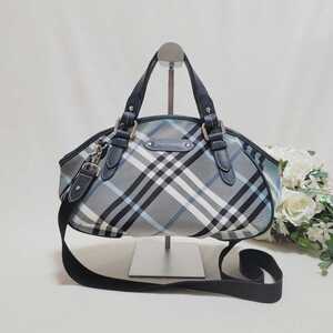 可愛い!BURBERRYBLUE LABELバーバリーブルーレーベル ノバチェック柄 2wayショルダーバッグハンドバッグ ラウンド型