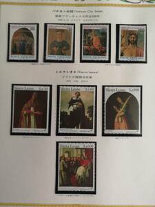 バチカン絵画切手　画家フランチェスカ死去500年　単片4種（他に、単片4種）