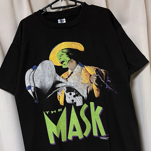 Lサイズ THE MASK マスク 映画 ムービー CG Tシャツ 黒 ブラック ジムキャリー 両面プリント 新品 （90s ビンテージ vintage USA製）