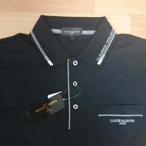 L　クラウディオヴァレンチノ　新品　長袖ポロシャツ　襟付きシャツ　黒SK206 メンズ　アウトドア　ゴルフウェア　クラウディオバレンチノ